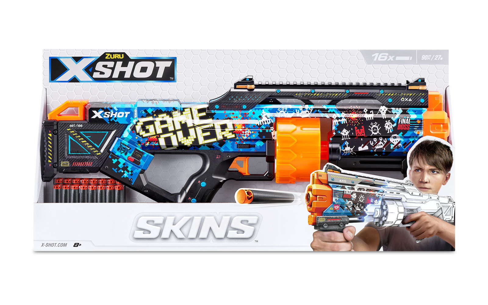 Blaster X-Shot Skins Last Stand Gun Machine с 16 патронами 3 типа 25535