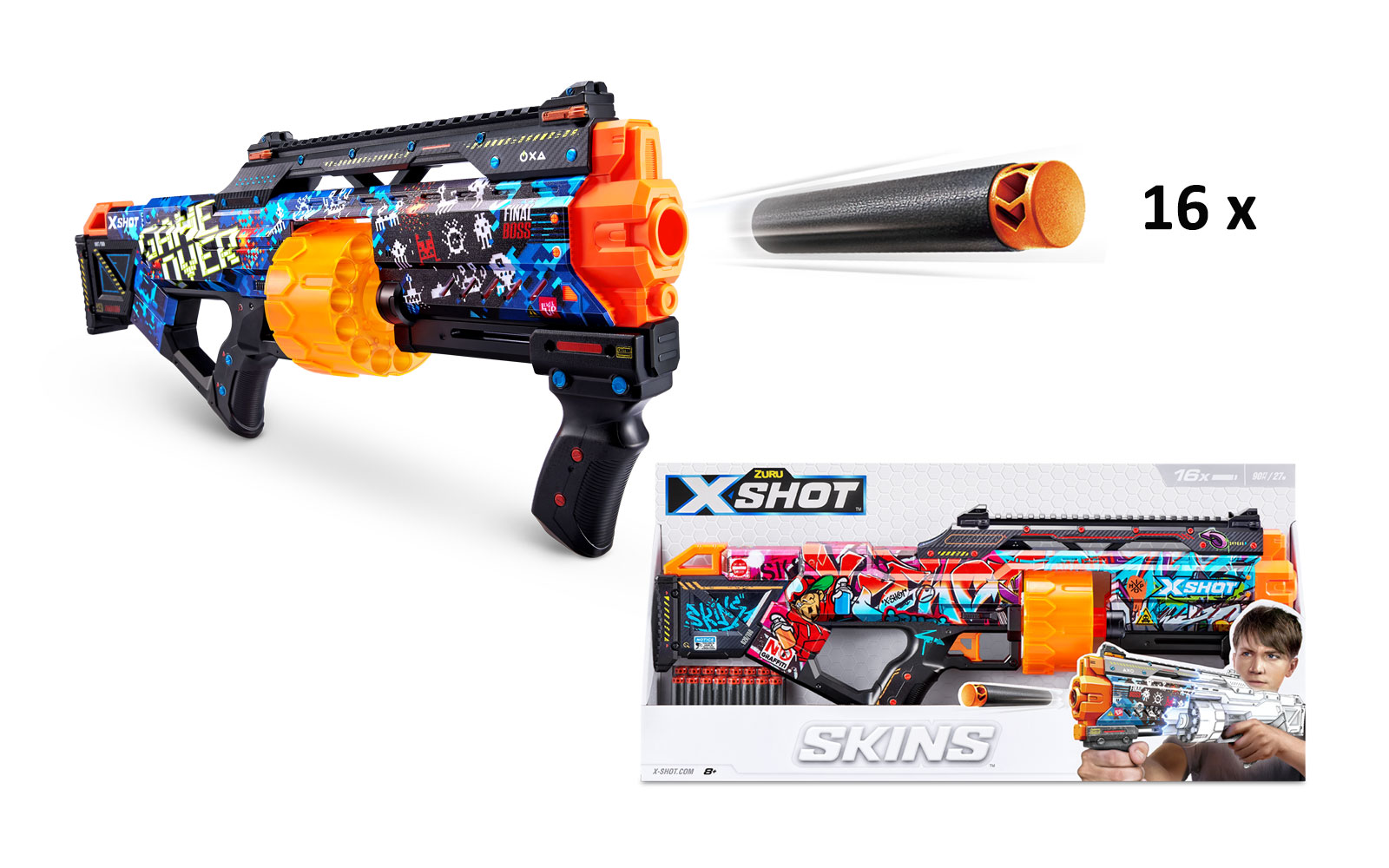 Blaster X-Shot Skins Last Stand Gun Machine с 16 патронами 3 типа 25535